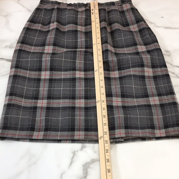 Pendleton Skirt Womens 10P Gray Black Plaid Virgin Wool Midi Vintage - Picture 8 of 11
